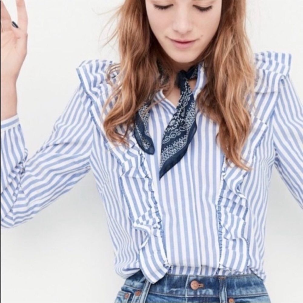 Madewell Whitney Striped Ruffle Striped Blouse Size S - Picture 2 of 11